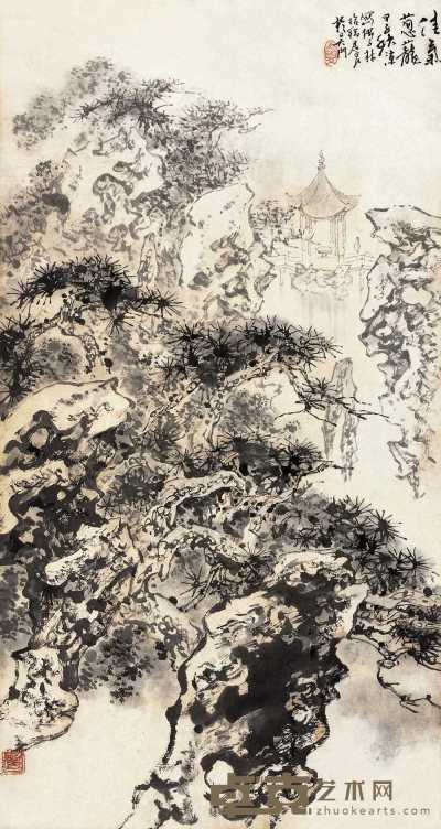 孙君良 甲子（1984年）作 山水 立轴 87.5×46.5cm